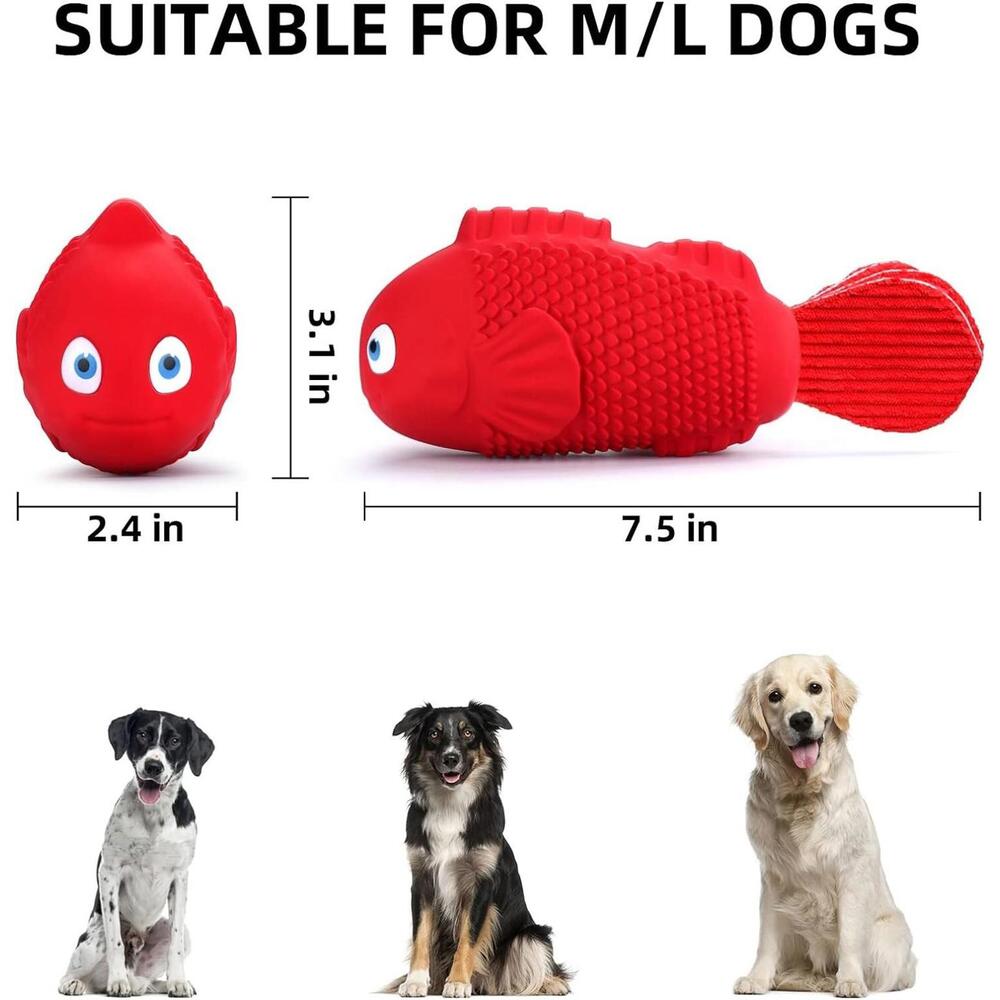 Durable Red‎ Fish-Shaped Squeaky Dog Toy for Chewing and Training - Picture 5 of 14